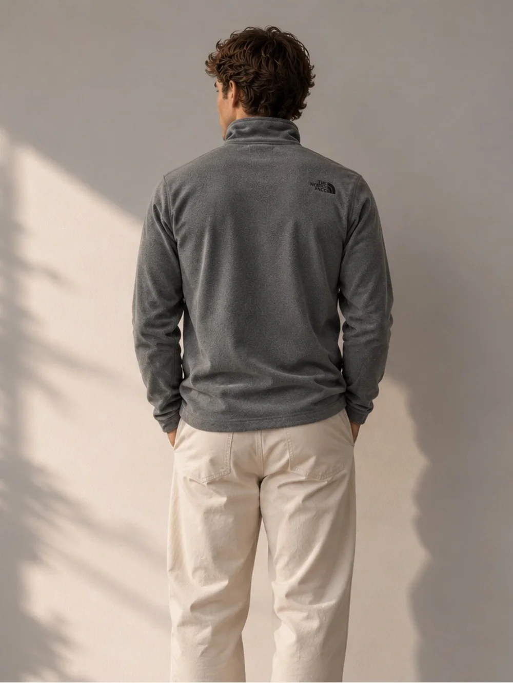 Men's The North Face Gray Quarter Zip Pullover Fleece Lightweight Size Medium